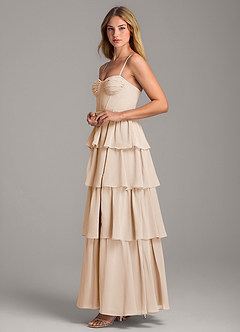 Azazie Alanna Brautjungfernkleider A-Linie Herzausschnitt Chiffon Kleid Alabaster Weiß image6
