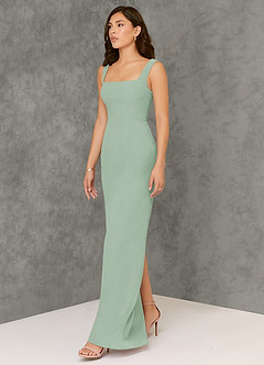 Azazie Flori Bridesmaid Dresses Agave Sheath Square Neckline Chiffon Dress image4