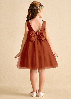 Azazie Jani Flower Girl Dresses Paprika A-Line Bow Tulle Dress image1