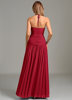 Azazie Vashti Brautjungfernkleider A-Linie Chiffon Kleid Scharlachrot image2