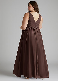 Azazie Yetta Abiti da damigella d'onore premaman Abito A-Line Arricciato con Scollo a V Chiffon Floor-Length image11