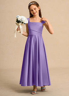 Azazie Bundle Girls Formal Flower Girl Dresses Tahiti A-Line Pleated Matte Satin Dress image4
