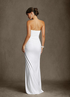 Azazie Araya Wedding Dresses Diamond White Sheath Strapless Jersey Satin Dress image3