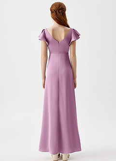 Azazie Omari Junior Wisteria A-Line Pleated Stretch Satin Dress image7