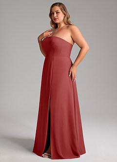 Azazie Wren Bridesmaid Dresses Rust A-Line Side Slit Chiffon Convertible Dress image13
