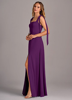 Azazie Debra Bridesmaid Dresses Grape A-Line with Pockets Chiffon Convertible Dress image4