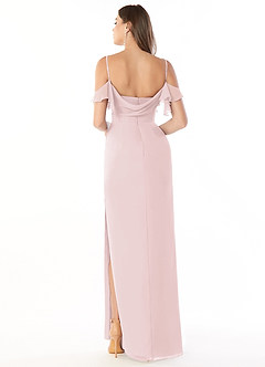 Azazie Emeralda Bridesmaid Dresses Blushing Pink Sheath Off the Shoulder Chiffon Dress image2