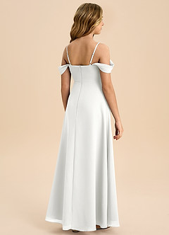 Azazie Anselie Junior White A-Line Off the Shoulder Chiffon Dress image2