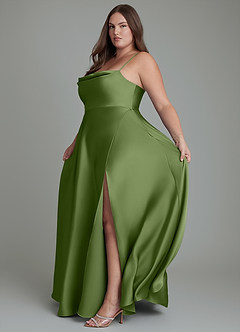 Azazie Elle Bridesmaid Dresses Juniper A-Line Pleated Stretch Satin Dress image14