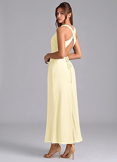 Azazie Evadne Brautjungfernkleider Etui Plissee Chiffon Kleid Zitronensorbet image2