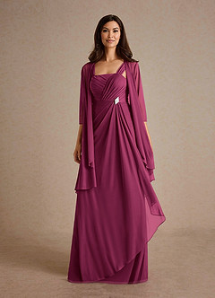 Azazie Clinton Mother of the Bride Dresses Mulberry A-Line Pleated Mesh Dress image5