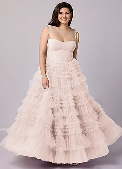 Barbie ♥ Azazie Bridesmaid Dresses Rose Petal A-Line Sweetheart Neckline Tulle Dress image6