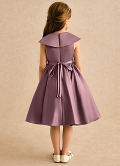 Azazie Acorn Flower Girl Dresses Vintage Mauve A-Line Pleated Matte Satin Dress image2