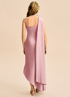 Azazie Briony Junior Etui Plissee Stretch-Satin Kleid Altrosa image2