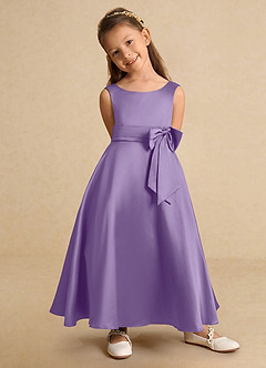 Azazie Lindy Flower Girl Dresses Tahiti A-Line Pleated Matte Satin Dress image9