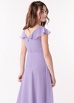 Azazie Posie Junior Lilac A-Line Ruched Chiffon Dress image3