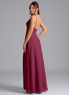 Azazie Sarella Bridesmaid Dresses Mulberry A-Line with Pockets Chiffon Dress image5