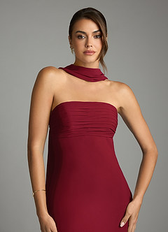 Azazie Saylor Brudtärnklänningar Klä av Sjöjungfru i Chiffong Axelbandslös Bourgogne image6