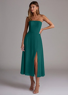 Azazie Wren Bridesmaid Dresses Peacock A-Line Strapless Chiffon Dress image1