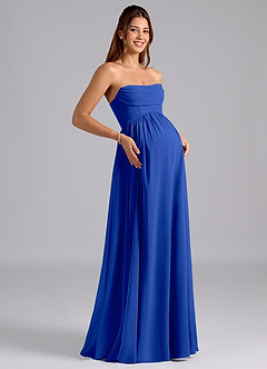 Azazie Saige vestidos de dama de honor de maternidad Vestido de Corte en A Plisado Hasta el suelo Gasa image8