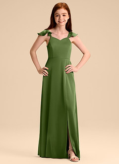 Azazie Everett Junior Juniper A-Line Bow Stretch Satin Dress image7