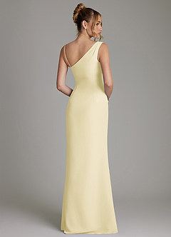 Azazie Ama Jurken voor bruidsmeisjes Jurk van Chiffon met A-Lijn Geplooid Citroensorbet image5