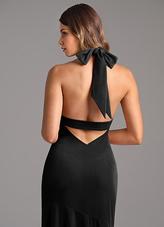 Azazie Drita Robes de demoiselle d'honneur Robe Trapèze en velours Plissée Noir image7