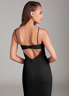 Azazie Leonis Vestidos de damas de honor Vestido de Negro de Malla de Corte Recto Convertible con Sin tirantes image4