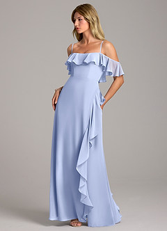 Azazie Aubrie Jurken voor thuis passen Jurk van Chiffon met A-Lijn Off the Shoulder Eucalyptus image3