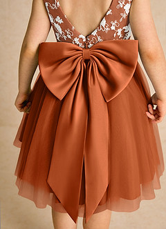 Azazie Butterfly vestidos de niña de las flores Vestido de Naranja Quemada de Encaje de Corte En A image6