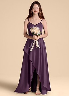 Azazie Prisha Junior Klä av A-Line i Stretch Satin Plisserad image6