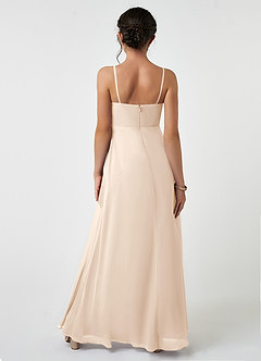 Azazie Collette Junior White Alabaster A-Line Ruched Chiffon Dress image2