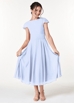 Azazie Payton Junior Ice A-Line Bow Chiffon Dress image3