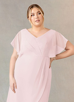 Azazie Julia Mother of the Bride Dresses Blushing Pink Sheath V-Neck Pleated Chiffon Dress image13
