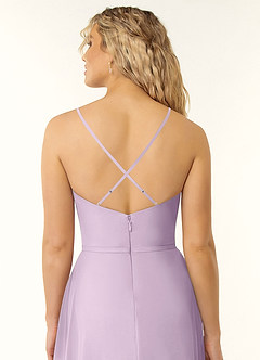 Azazie Naeem Bridesmaid Dresses Frosted Lilac A-Line V-Neck Ruffle Chiffon Dress image5