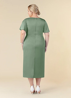 Azazie Everlyn Mother of the Bride Dresses Matcha Sheath Pleated Stretch Satin Dress image8