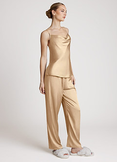 front Satin Long Sleeves 3-Piece Loungewear Set