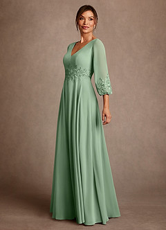 Azazie Yorba Mother of the Bride Dresses Matcha A-Line Lace Chiffon Dress image4