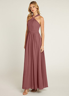 Azazie Jacey Bridesmaid Dresses Desert Rose A-Line Pleated Chiffon Dress image3