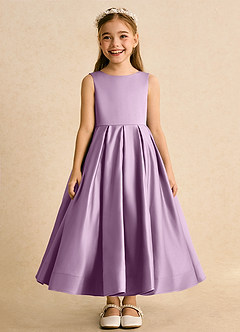 Azazie Cailee Blumenmädchenkleider Ballkleid Plissee Matte Satin Kleid Blauregen image6
