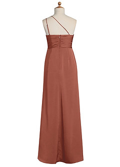 Azazie Eren Junior Vestido de Castaño de Satén Elástico de Recto con Plisado image7