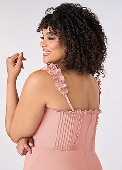 Barbie ♥ Azazie Brautjungfernkleider A-Linie Herzausschnitt Chiffon Kleid Rosettenrosa image10