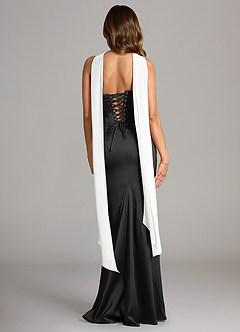 Azazie Sorrel Bridesmaid Dresses Ivory Black Mermaid Strapless Stretch Satin Convertible Dress image2