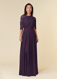 Azazie Olena Mother of the Bride Dresses Plum A-Line Sequins Chiffon Dress image1