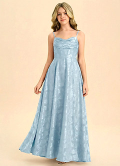 Azazie Bear Junior Formal Klä av A-Line i Blommig Utbrändhet Plisserad image4