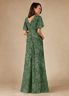 Azazie Emmeline Mother of the Bride Dresses Eucalyptus A-Line Pleated Floral Burnout Dress image2