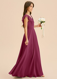 Azazie Anysa Junior Robe Trapèze en Mousseline de soie Rayé Mûre image4