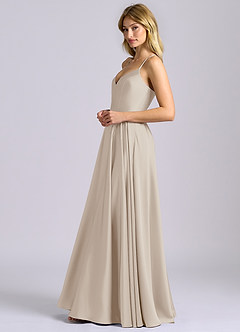 Azazie Truce 신부 들러리 드레스 A라인 스트레치 새틴 바닥 길이 드레스 image5