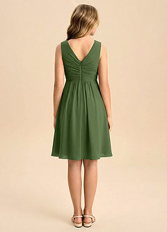 Azazie Skyla Junior Linia A Pofałdowany Szyfon Mini Młodsza druhna Sukienka image2