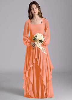 Azazie Clara Junior Sunset A-Line Blouson Chiffon Dress image7